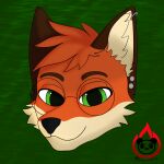 2024 absurd_res anthro brown_ears canid canine cheek_tuft ear_piercing ear_ring eyebrows eyewear facial_tuft fur glasses green_eyes headshot_portrait hi_res inner_ear_fluff looking_at_viewer luciradraws male mammal maned_wolf multicolored_body multicolored_fur nuncio_(nuncionull) piercing portrait ring_piercing simple_background smile solo tuft