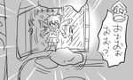  admiral_(kantai_collection) branch cat comic folded_ponytail greyscale hat inazuma_(kantai_collection) kantai_collection matsuda_chiyohiko monochrome night school_uniform serafuku short_hair tonda translated tree waving_arms 