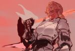  armor blonde_hair blue_eyes catherine_(fire_emblem) clenched_hand dark_skin fire_emblem fire_emblem:_three_houses knight low_ponytail 