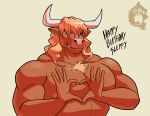  anthro bovid bovine cattle chest_tuft ear_piercing facial_piercing gesture half_body hand_heart hi_res looking_at_viewer male male_anthro mammal muscular muscular_anthro muscular_male nipples nose_piercing nose_ring pecs piercing ring_piercing simple_background solo thekinkybear tuft 