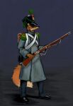  2021 ambiguous_gender anthro backpack banoncat buttoned_clothing canid canine clothing coat epaulet eyes_mostly_closed fox gun hi_res holding_object holding_weapon mammal military_uniform musket narrowed_eyes ranged_weapon shako solo standing tassels topwear uniform weapon 