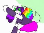  animated anthro bottomwear catjam_(artist) clothing dancing female fur hair horn multicolored_hair purple_hair rainbow_hair skirt solo white_body white_fur xcite_(catjam) 