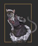  2022 anthro banoncat banoncat_(character) bottomwear button_(fastener) clothing curtsey domestic_cat felid feline felis femboy frilly frilly_bottomwear frilly_clothing frilly_skirt hi_res holding_bottomwear holding_clothing holding_object holding_skirt legwear maid_headdress maid_uniform male mammal raised_hand raised_tail siamese skirt solo stockings tail uniform whiskers 