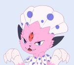 ambiguous_gender anthro blue_background claws digital_media_(artwork) fan_character feathers fur generation_4_pokemon jewelry kerolink male mrrendy nintendo pink_body pink_fur pokemon pokemon_(species) purple_eyes simple_background solo tail weavile