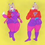  1:1 absurd_res anthro big_butt brown_wolf57 butt canid canine curvy_figure female fox foxwoman-1986 hi_res huge_filesize humanoid mammal pink_body purple_body solo thick_thighs wide_hips 