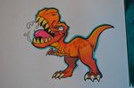  dinosaur plain_background reptile scalie solo spamcat traditional_media tyrannosaurus_rex white_background 