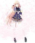  blonde_hair blue_eyes bow cover cover_page crossed_arms isoshima_kurumi long_hair looking_at_viewer luna_lia magic_circle mahou_sensou plaid plaid_bow school_uniform smile solo standing thighhighs very_long_hair white_legwear zettai_ryouiki 