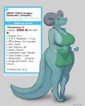 anthro apron apron_only areola big_breasts biped breasts cleavage clothed clothing dragon english_text eyes_closed female green_body hi_res mythological_creature mythological_scalie mythology scalie schmutzo side_boob smile solo tail text url