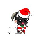  absurdres chibi christmas dovahkiin glasses gordovahkiin hat highres meme padoru_(meme) santa_hat smoking thug_life 