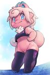 anthro breasts cheek_markings chest_tuft clefairy clothed clothing facial_markings featureless_crotch female fur generation_1_pokemon head_markings hi_res hybrid leggings legwear markings nidorina nintendo no_underwear pechy pink_body pink_fur pokemon pokemon_(species) short_stack solo storagepc tuft under_boob watermark