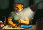  bearded_dragon breasts brown_eyes desk dildo female lamp lizard reptile scalie sex_toy syrinoth tools 