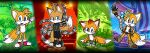  anthonyazxmn anthro canid canine facial_markings fox group head_markings hi_res male mammal mangey_(sonic_prime) markings miles_prower robotic_arm sails_tails sega sonic_the_hedgehog_(series) tails_nine 