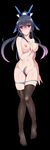  1girl black_hair female highres honda_futayo kyoukaisenjou_no_horizon nipples nude ponytail purple_eyes solo thighhighs 