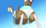  bent_over big_breasts bikini bird breasts butt female hanging_breasts huge_breasts kakuheiki looking_at_viewer nintendo pok&#233;mon pok&eacute;mon presenting presenting_hindquarters sky swimsuit under_boob unfezant video_games water 