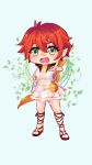  absurdres archery borrowed_character bow chibi commission commissioner_upload elf freckles green_eyes highres leaf_print loreley_dovah original pointy_ears red_hair shulepop tomboy 