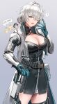  1girl breasts camu_(punishing:_gray_raven) chrome_(punishing:_gray_raven) commentary eye_black genderswap genderswap_(mtf) grey_background grey_hair hashtag-only_commentary highres kamui_(punishing:_gray_raven) large_breasts looking_at_viewer mole mole_on_breast official_alternate_costume open_mouth punishing:_gray_raven silence_girl solo tagme wanshi_(punishing:_gray_raven) yawning yellow_eyes 