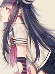  bad_id bad_pixiv_id barbell_piercing black_hair blue_hair danganronpa ear_piercing gloves inseki_tarou jewelry lip_piercing long_hair mioda_ibuki multicolored_hair necklace piercing pink_eyes pink_hair school_uniform serafuku skirt solo super_danganronpa_2 torn_clothes torn_gloves 