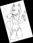  akimbo anthro black_and_white bottomwear canid canine clothing command_and_conquer doctor_(artist) electronic_arts female gun handgun holding_gun holding_handgun holding_object holding_pistol holding_ranged_weapon holding_weapon mammal military monochrome pistol pointing_gun pointing_gun_at_viewer ranged_weapon red_alert_(series) red_alert_2 shorts sketch solo tanya_adams weapon 