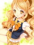  arm_up blonde_hair blush cure_honey happinesscharge_precure! long_hair looking_at_viewer magical_girl momoi_komomo oomori_yuuko ponytail precure skirt smile solo wrist_cuffs yellow_eyes 
