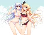 2girls bikini breasts cleavage estelle_norn_stern kenkoku_no_jungfrau multiple_girls smile swimsuit yasaka_minato 