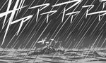  greyscale kantai_collection monochrome no_humans ocean ship storm tonda watercraft waves 