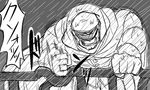  admiral_(kantai_collection) anger_vein clenched_hands comic greyscale hat kantai_collection matsuda_chiyohiko military military_uniform monochrome open_mouth peaked_cap raincoat storm tonda translated uniform 