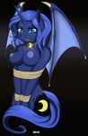  ags-30 anthro anthrofied bat_wings bdsm blue_eyes blue_hair bondage bound breasts collar cutie_mark equine female friendship_is_magic hair horn mammal moon my_little_pony navel nipples nude princess_luna_(mlp) rope slit_pupils solo sparkle sparkles standing winged_unicorn wings 