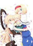  :d ;d ^_^ alice_margatroid apron blonde_hair blue_dress blue_eyes brown_eyes capelet chata_maru_(irori_sabou) closed_eyes dress grin group_hug hairband happy hat hat_removed headwear_removed hug if_they_mated ips_cells kirisame_marisa mother_and_daughter multiple_girls one_eye_closed open_mouth petals puffy_short_sleeves puffy_sleeves sash shirt short_sleeves skirt skirt_set smile touhou waist_apron yuri 