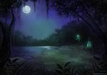  celebi forest full_moon grass haychel lake legendary_pok&#233;mon legendary_pok&eacute;mon moon night nintendo pok&#233;mon pok&eacute;mon shrine sky solo stars tree video_games vines water 