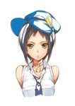  aqua_eyes black_hair cabbie_hat choker green_eyes hat looking_at_viewer marie_(persona_4) persona persona_4 persona_4_the_golden saburou_(hgmg) sleeveless solo upper_body white_background 
