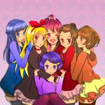  ;) aida_mana blonde_hair blue_eyes blue_hair brown_eyes brown_hair choker dokidoki!_precure drill_hair group_picture hair_ornament hairband hairclip hishikawa_rikka hug kenzaki_makoto long_hair madoka_aguri multiple_girls one_eye_closed pantyhose pink_eyes pink_hair precure purple_eyes purple_hair red_eyes regina_(dokidoki!_precure) ruri_hana short_hair skirt smile thighhighs twin_drills yotsuba_alice 