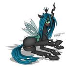 blush butt female friendship_is_magic green_eyes hair horn long_hair looking_at_viewer my_little_pony norza nude pussy queen queen_chrysalis_(mlp) royalty wings 