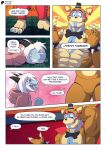  abs absurd_res anthro bow_tie bracelet clothing comic duo e-zoid english_text excited feet femboy five_nights_at_freddy&#039;s five_nights_at_freddy&#039;s:_security_breach freddy_(fnaf) glamrock_freddy hair hi_res hoodie horn jewelry kiddie_jukes kobold male male/male muscular nails pecs pizzeria profanity scottgames sharp_nails sharp_teeth size_difference spiked_bracelet spikes steel_wool_studios teeth text topwear white_hair 