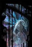  animal_focus blue_wings bridge dark_souls_(series) dark_souls_i dragon fins head_fins highres ignisopitus insect_wings long_neck monster multiple_wings no_humans outdoors pillar ribs seath_the_scaleless solo wings 