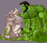  abs balls beard biceps big_muscles big_penis black_hair danandnite eye_contact facial_hair frottage gay goo green_skin grin hair hairy huge_muscles hypnosis kneeling male mammal mind_control muscles nude orc pecs penis plain_background rhinoceros rienn slime tongue tongue_out uncut 