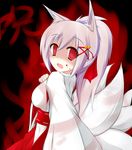  1girl animal_ears blood female fox_ears fox_tail highres kazamatsuri_kazari mizuki_(kogetsu-tei) original red_eyes solo tail yandere 