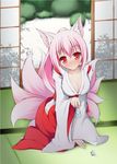  1girl animal_ears female fox_ears fox_tail japanese_clothes kazamatsuri_kazari miko mizuki_(kogetsu-tei) original solo tail 