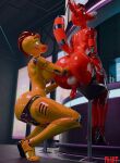 3d_(artwork) 4k animal_genitalia animal_penis animatronic bar big_butt blender_cycles bodily_fluids breasts butt canine_genitalia canine_penis chair chica_(fnaf) crouching cum cumshot digital_media_(artwork) duo ejaculation female femboy fisting five_nights_at_freddy&#039;s foxy_(fnaf) freekiller furniture genital_fluids genitals glistening glistening_body glowing glowing_eyes hand_in_ass hi_res high_heels knotting looking_at_another looking_up machine male male/female metallic_body metallic_hair neon_lights on_chair open_mouth penetration penis presenting presenting_hindquarters pseudo_hair robot scottgames sitting sitting_on_chair smile tail