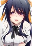  :d bad_id bad_pixiv_id bangs black_hair blush breast_squeeze breasts collared_shirt covered_nipples hair_between_eyes hair_ribbon high_ponytail high_school_dxd himejima_akeno keita_(tundereyuina) kuoh_academy_school_uniform large_breasts long_hair looking_at_viewer neck_ribbon open_mouth ponytail puffy_sleeves purple_eyes raised_eyebrows ribbon school_uniform shirt short_sleeves sidelocks smile solo upper_body very_long_hair 