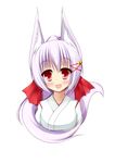  1girl animal_ears female fox_ears fox_tail highres japanese_clothes kazamatsuri_kazari looking_at_viewer miko mizuki_(kogetsu-tei) original solo tail 