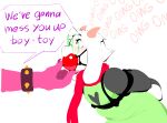 absurd_res anthro arms_tied ball_gag bdsm bent_over big_ball_gag blush bondage bound bovid caprine captured clothed clothing deltarune dialogue dirty_talk dominant dominant_female duo english_text eyewear female gag gagged gagging glasses goat hands_behind_back hi_res horn kinkykong male mammal prisoner ralsei reptile restraints scalie scarf scaroused slave speech_bubble submissive submissive_male susie_(deltarune) text threatening undertale_(series) white_body