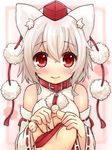  animal_ears bad_id bad_pixiv_id bare_shoulders blush collar detached_sleeves face heart heart-shaped_pupils highres holding_hands inubashiri_momiji leash looking_at_viewer out_of_frame pet_play pom_pom_(clothes) pov pov_hands sawatari_(sado) short_hair silver_hair solo_focus symbol-shaped_pupils touhou upper_body wolf_ears 
