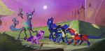  changeling dragon envidia14 equine female feral friendship_is_magic green_eyes green_hair hair horn horse mammal my_little_pony pony princess_luna_(mlp) queen_chrysalis_(mlp) twilight_sparkle_(mlp) unicorn winged_unicorn wings 