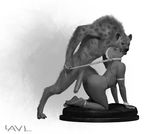  braid domination dripping edit female greyscale hair human hyena interspecies lawlspasm leash_pull male mammal monochrome nude penis plain_background pulling pussy submissive werehyena wet white_background 