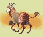 aerosaur83 antelope anus black_anus black_horn black_penis bovid brown_body brown_fur butt clothed clothed_feral clothing feral fur genitals hi_res hooves horn hybrid male mammal orange_body orange_fur penis solo stripes white_body white_fur white_stripes