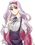  :o hairband idolmaster idolmaster_(classic) long_hair looking_at_viewer purple_hairband red_eyes shawl shijou_takane silver_hair solo uniform very_long_hair waniwani white_background 