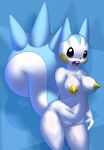  big_tail blush breasts elpatrixf female looking_at_viewer mammal nintendo nipples open_mouth pachirisu pok&#233;mon pok&eacute;mon pussy rodent solo squirrel video_games voluptuous wide_hips 