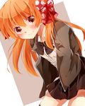  bad_id bad_pixiv_id blazer bow gekkan_shoujo_nozaki-kun hair_bow jacket long_hair naoton orange_hair polka_dot polka_dot_bow rouman_academy_uniform sakura_chiyo school_uniform skirt smile solo thighhighs 