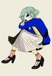 blue_eyes blue_hair high_heels naganohara_mio nichijou no_(sino) short_hair solo twintails 