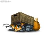  :3 all_fours ambiguous_gender box canine cute fox green_eyes hiding konami kyma looking_at_viewer mammal metal_gear metal_gear_solid outfit plain_background solid_snake solo white_background 